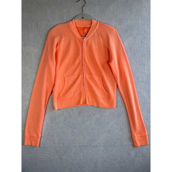 SKIMS Tops - SKIMS Shrunken Zip up Sweatshirt Light French Terry Bomber Style Cropped Orange